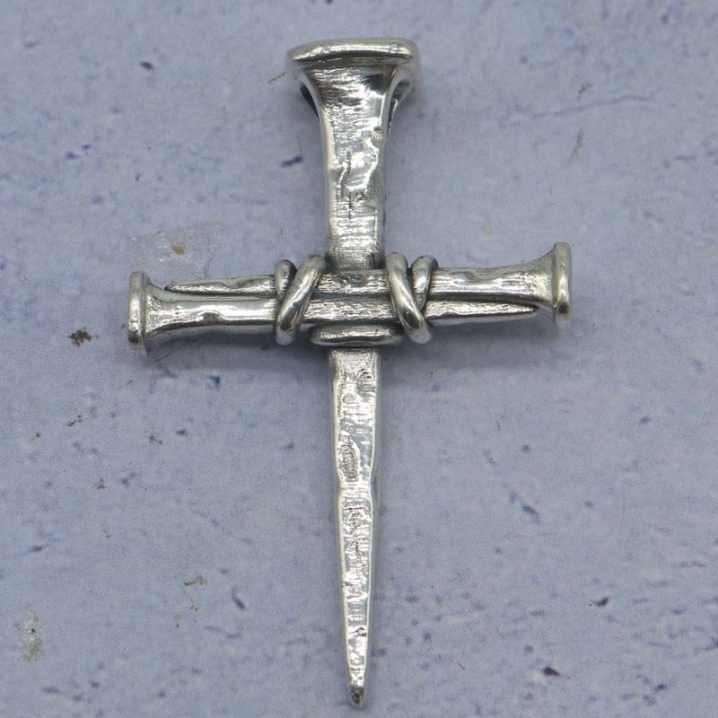 9.5g Cross Of Nails Christianity Pendant Real 925 SOLID STERLING SILVER Pendant