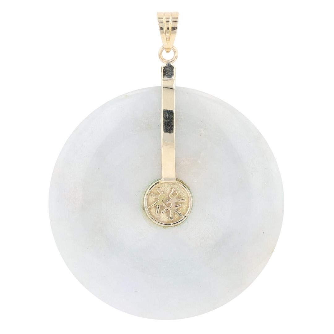 15mm Lucky Nephrite Jade Donut Pendant without Chain 14k Yellow Gold 12.06 Grams