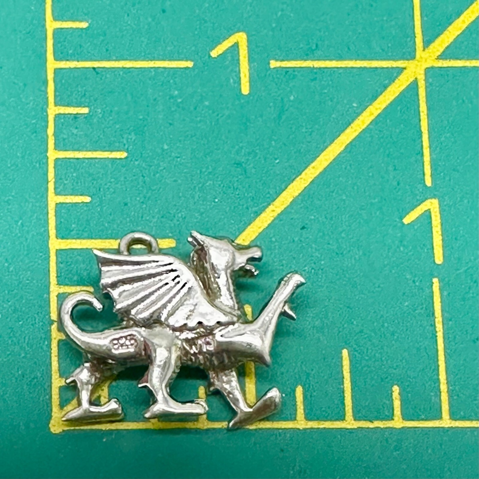 Welsh Dragon Pendant Signed WTJ Sterling Silver 925 Detailed Wings Tail 3D Charm