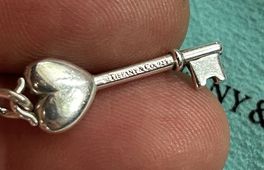Tiffany & Co Sterling Silver Turquoise Key Pendant W/ Pouch