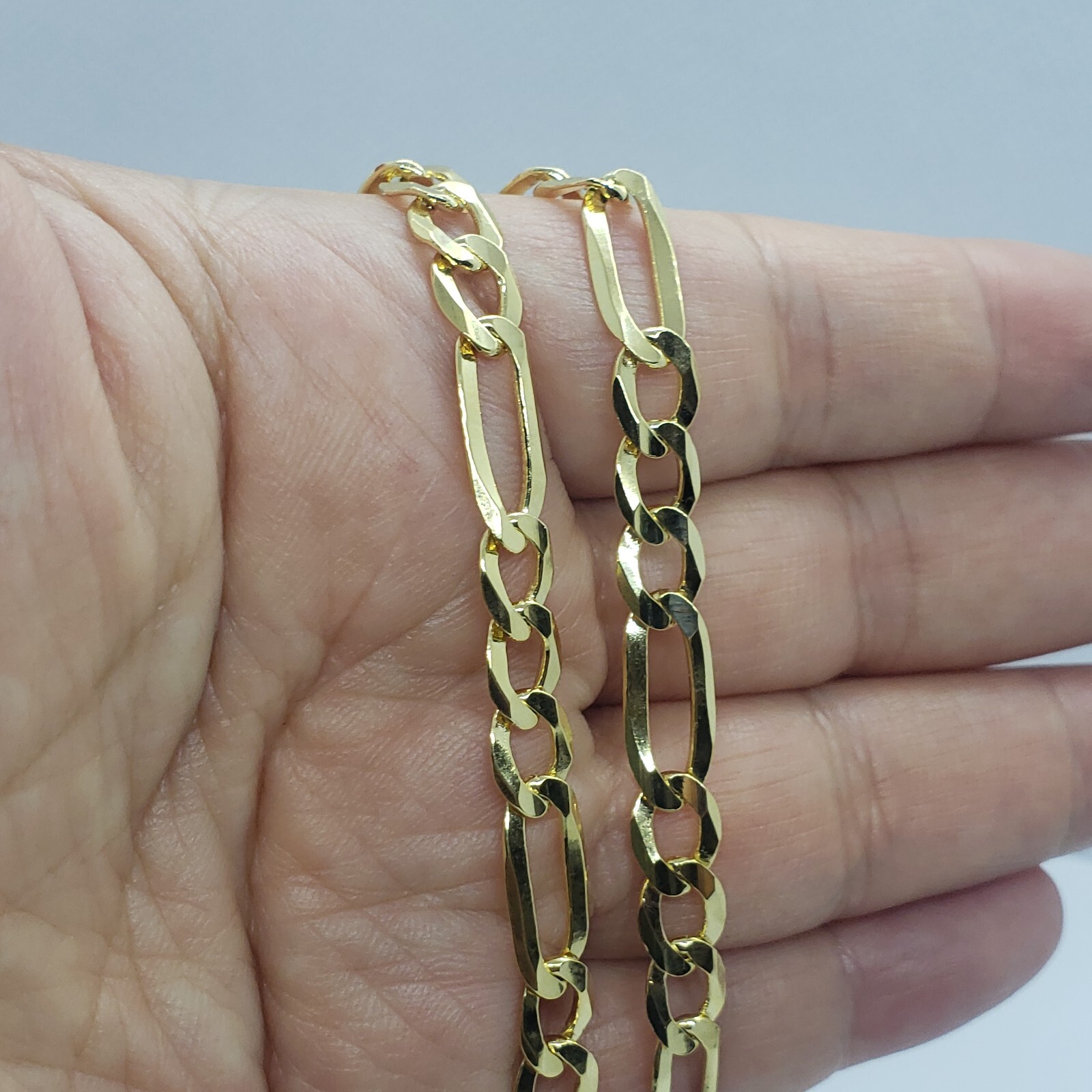 Authentic 14K Solid Gold Figaro Link Chain Men Women 7mm~8.5mm Necklace 7″~30″