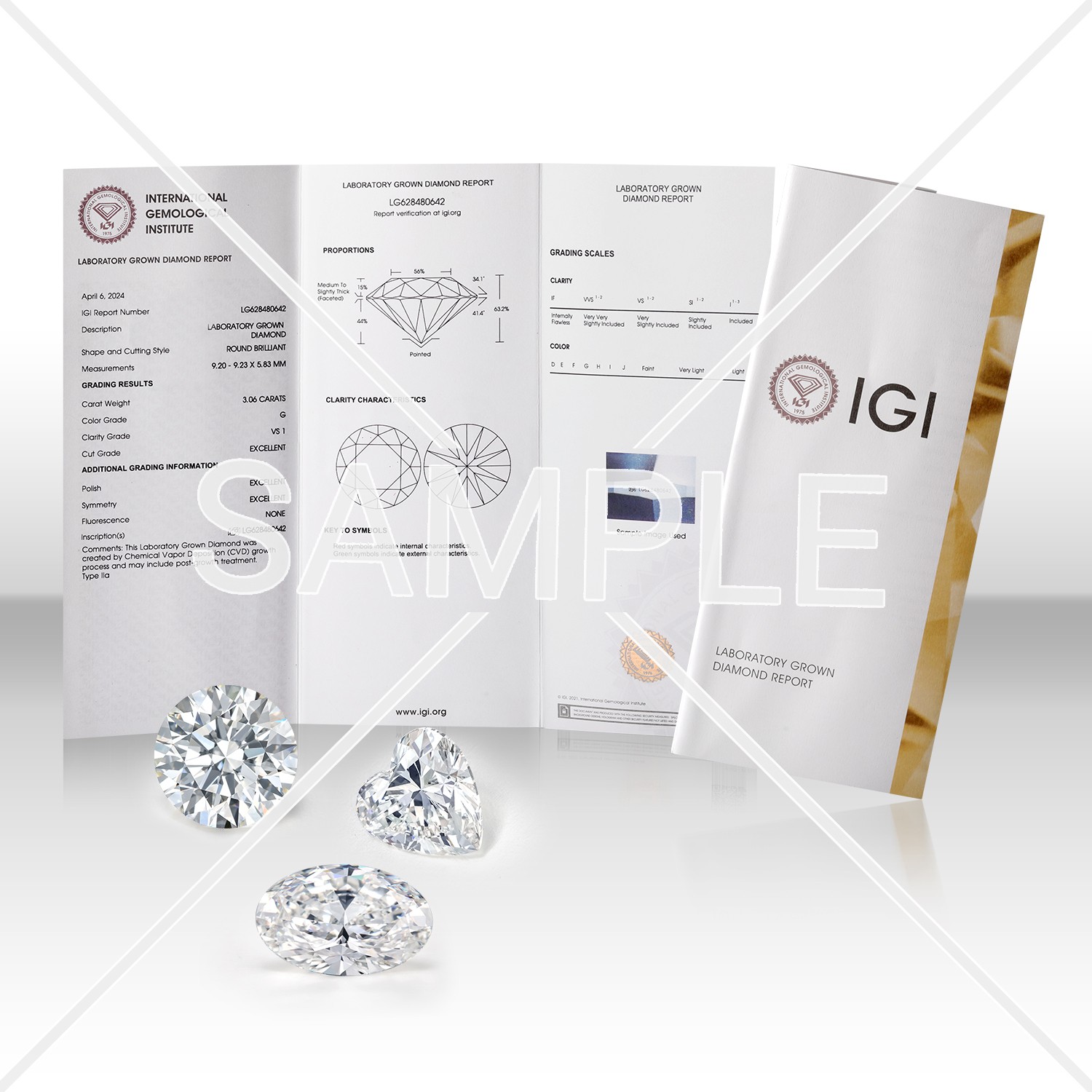 0.75 Cttw IGI Certified Lab Grown Diamond in 14K Yellow Gold Necklace for Women