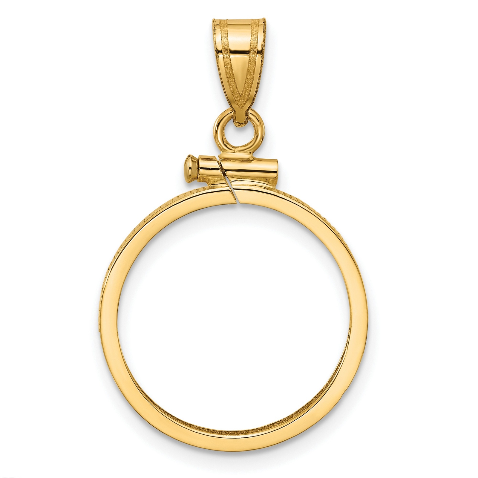 1840-1907 US $2.50 Liberty Quarter Eagle Screw Top Reeded Coin Bezel in 14k Gold