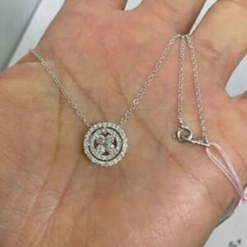 2Ct Round Cut VVS1/D Diamond Circle Pendant 18″ Free Chain 14K White Gold Finish