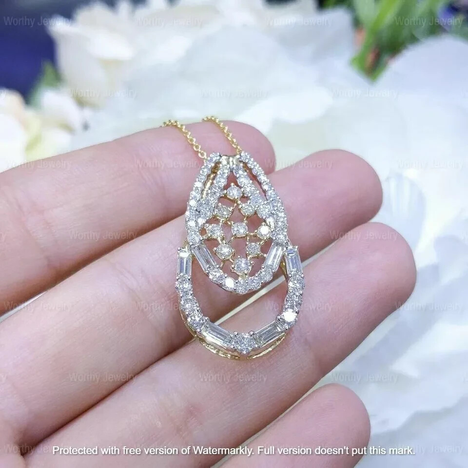 2.00Ct Round Cut VVS1/D Diamond Cluster Women’s Pendant 14K Yellow Gold Finish