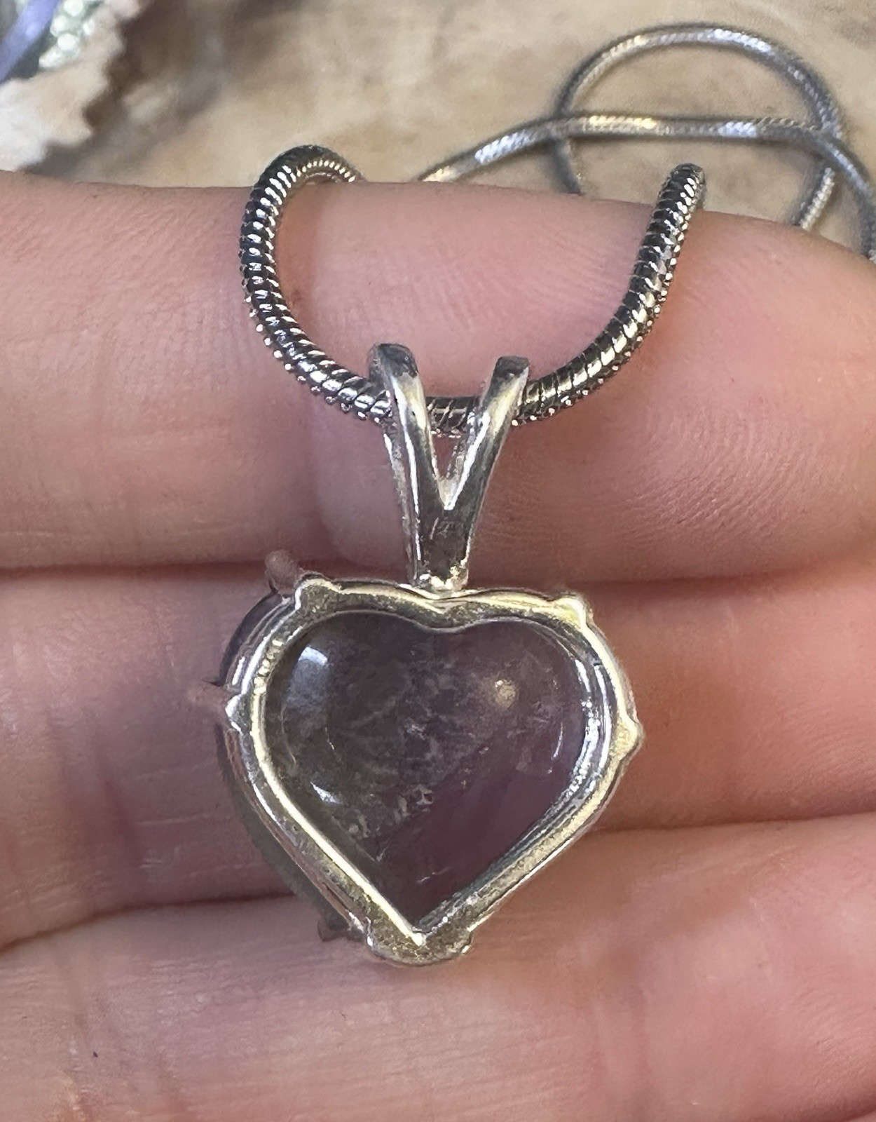 Lovely Purple Blue Fluorite 925 Sterling Silver Heart Pendant Necklace 22 Inch