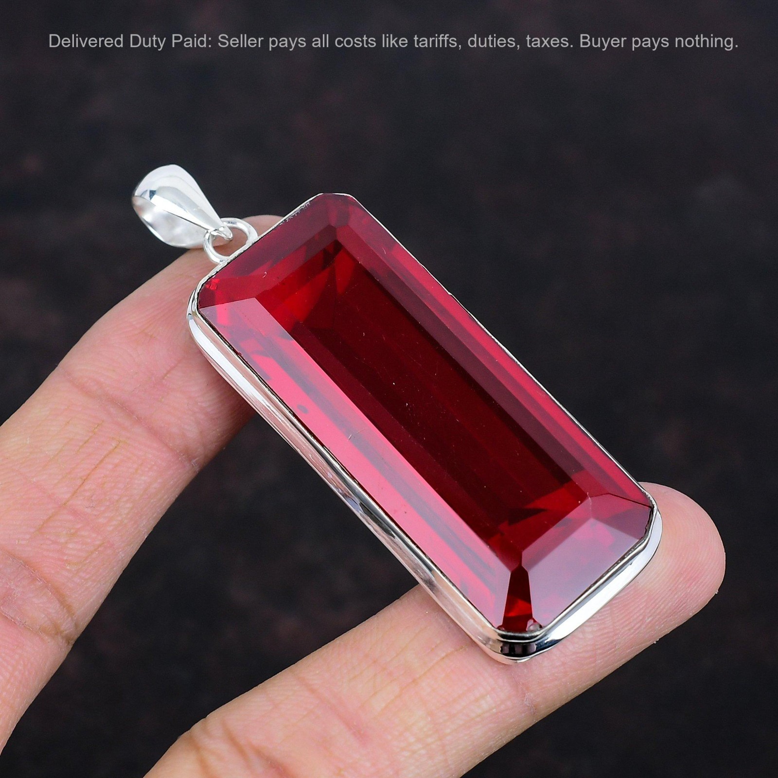 Faceted Mozambique Garnet Pendant 925 Sterling Silver Gemstone Handmade Jewelry