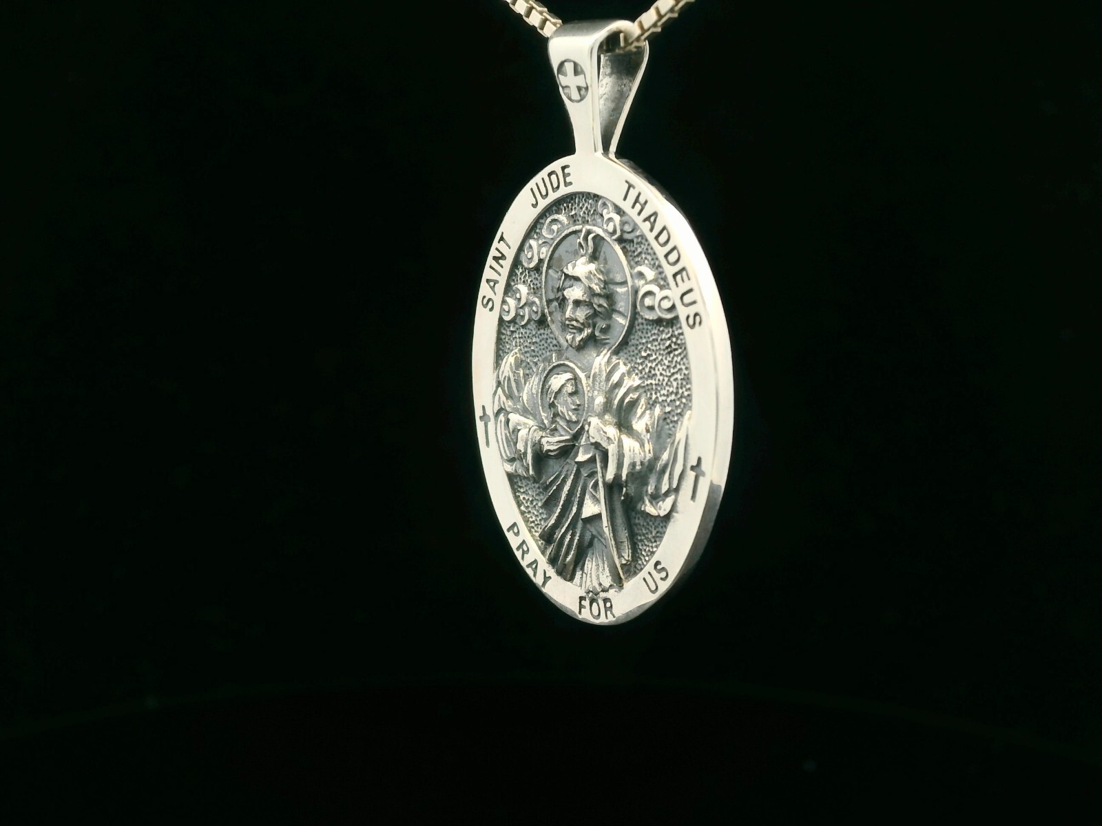 925 Sterling Silver Two-Sided Saint Jude Necklace