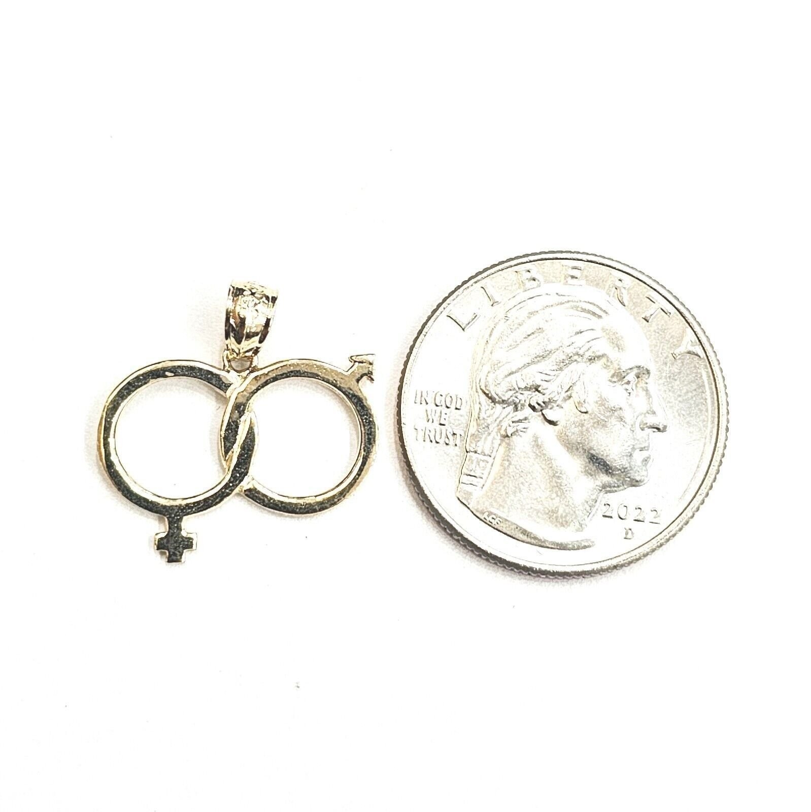 14k yellow Gold male female gender sign symbol Pendant charm fine jewelry 1.4g