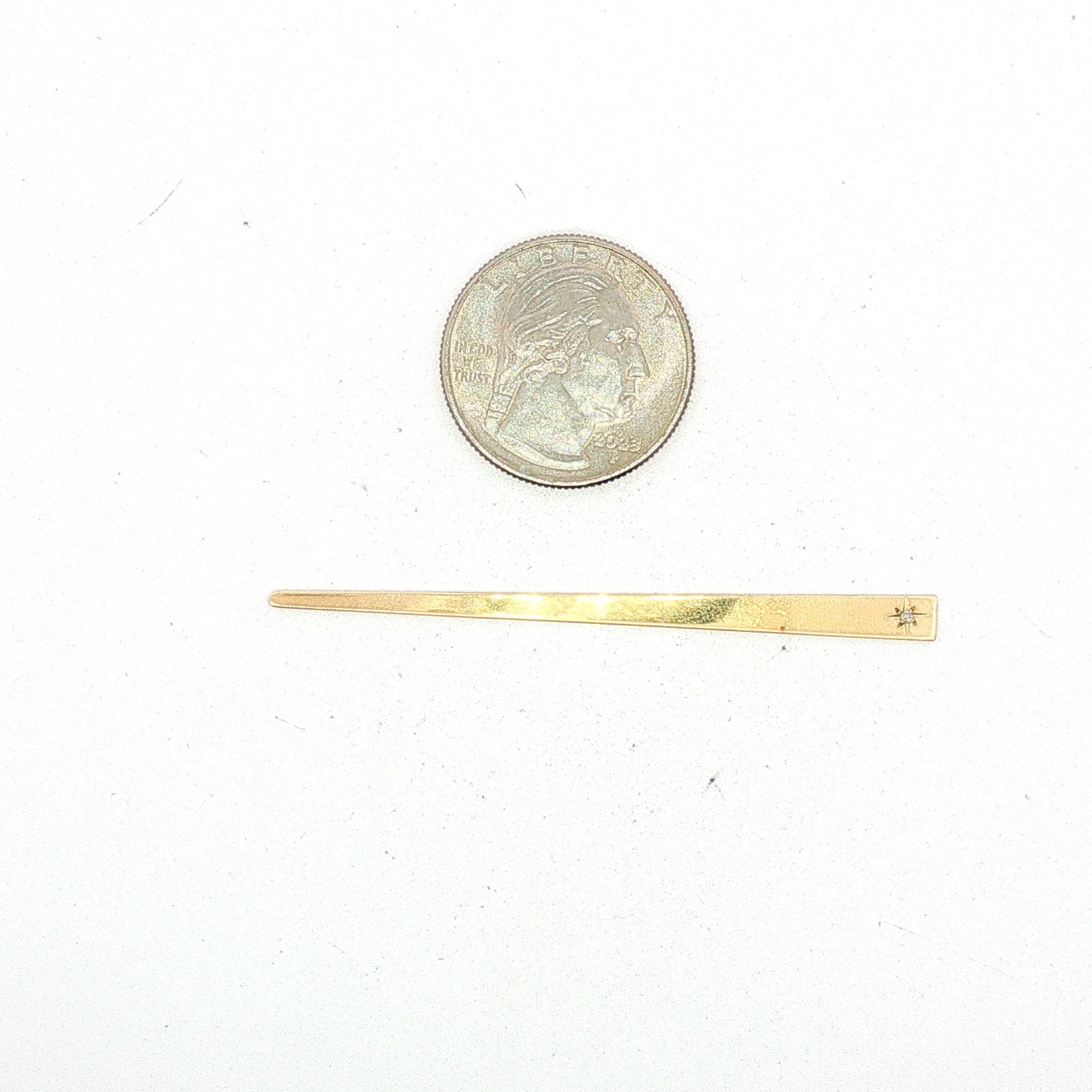 13/14KY Gold Toothpick with Diamond Accent .01 cttw