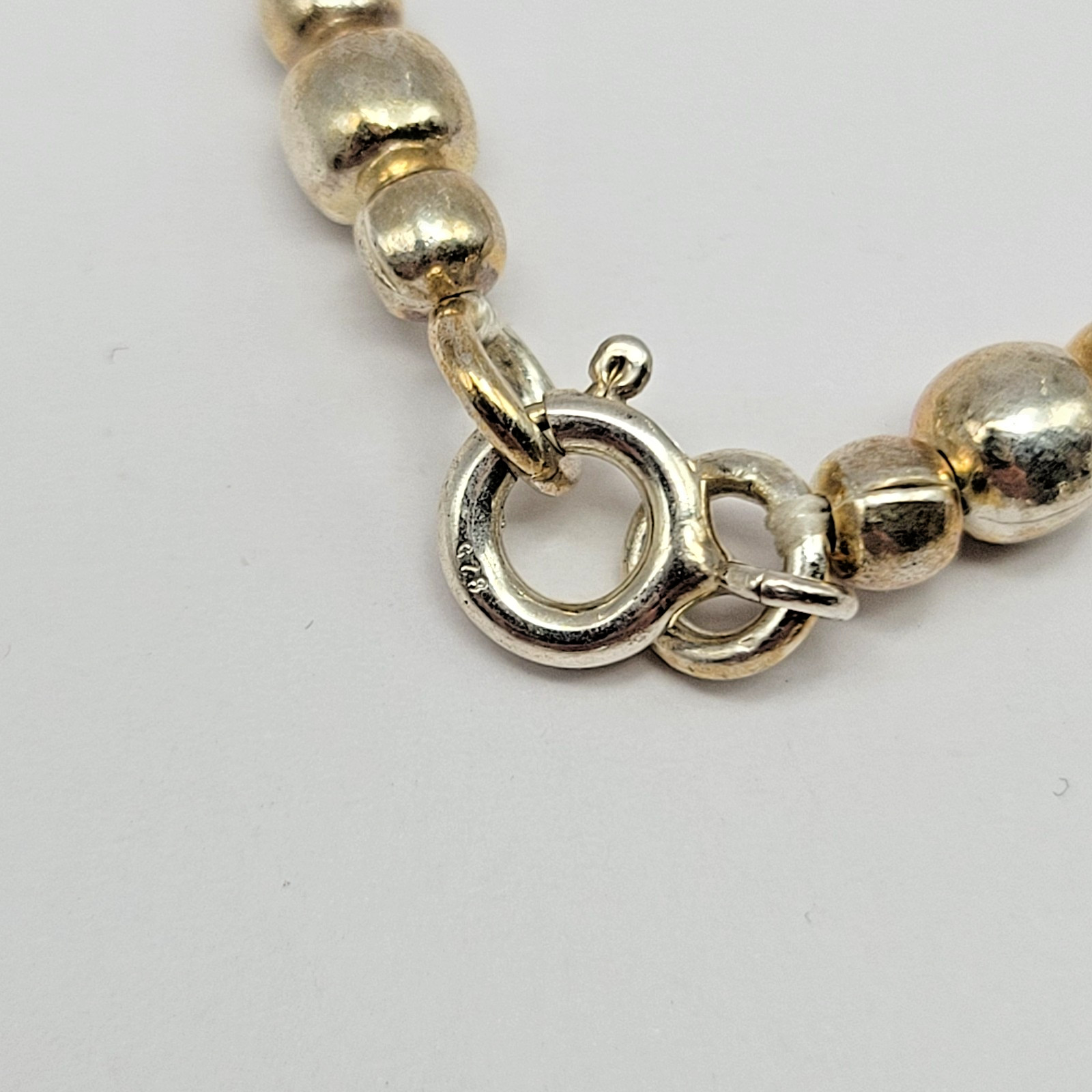 Sterling Silver 5mm Cultured Freshwater Pearl Bali Bead Station Necklace ~ 16″