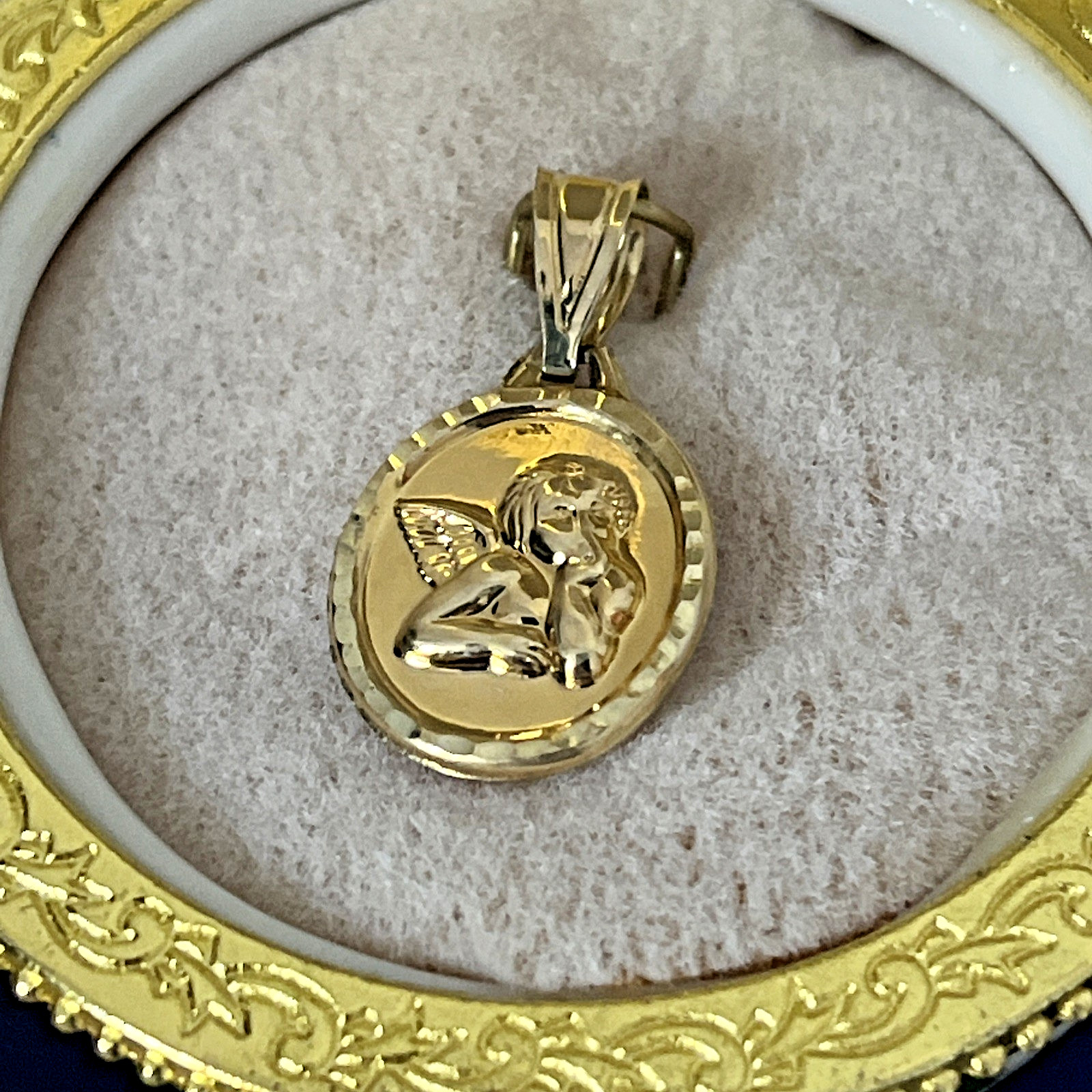 Michael Anthony 14k Gold Guardian Angel Double Sided Charm Ornament &Trinket Box
