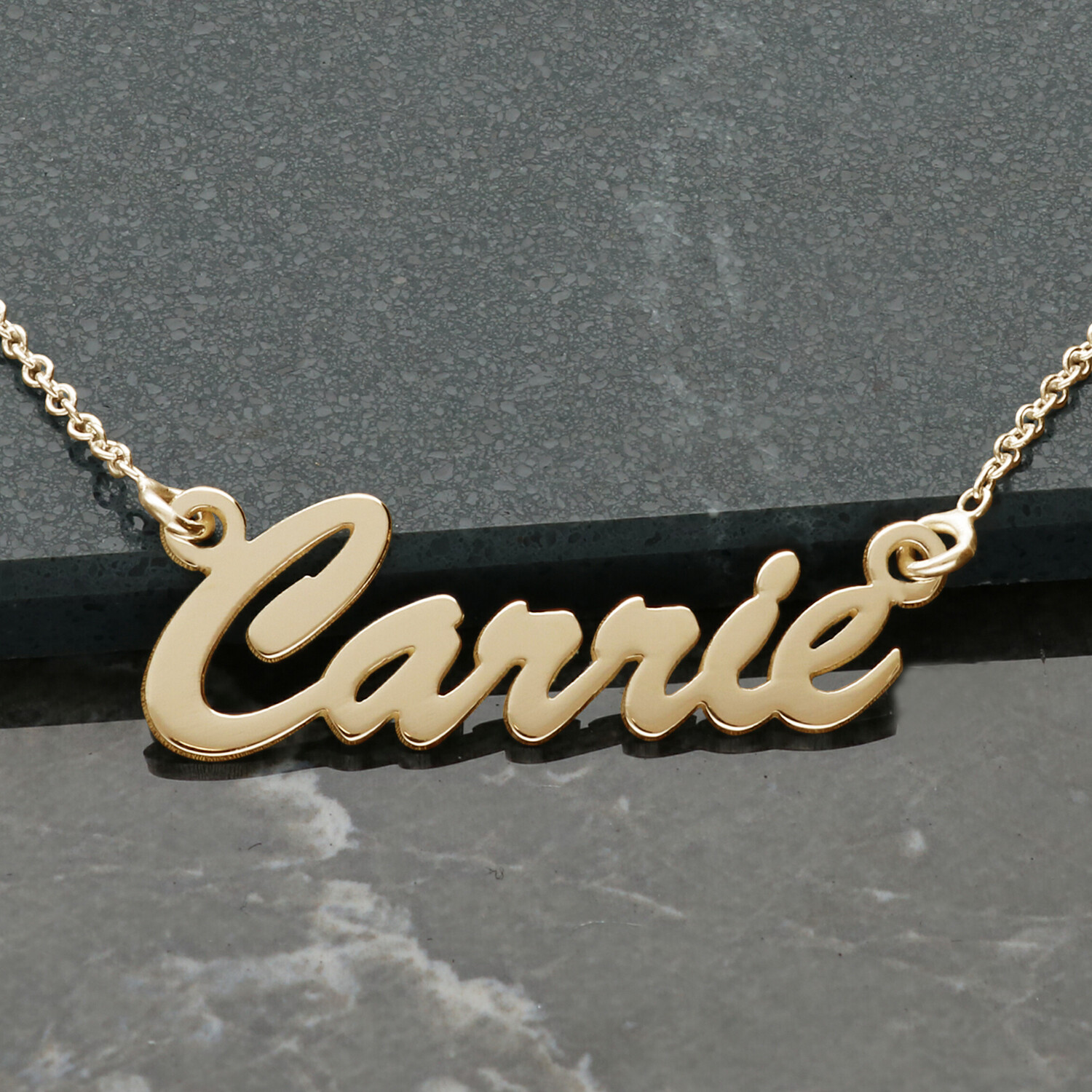 9ct Gold Plated Personalised any Name Necklace on 16 inch Chain Gift Box UK made