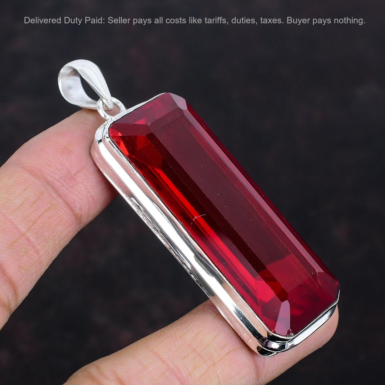 Faceted Mozambique Garnet Pendant 925 Sterling Silver Gemstone Handmade Jewelry