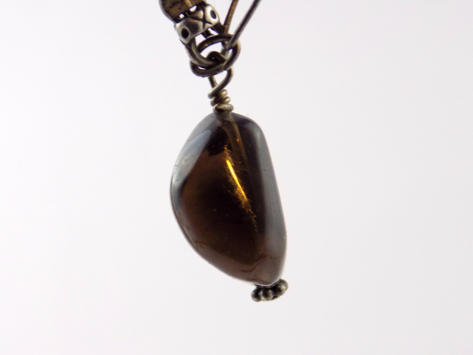 Sterling Silver Smoky Quartz Agate and Pearl Beaded Necklace 925 19.3g 18 Inches