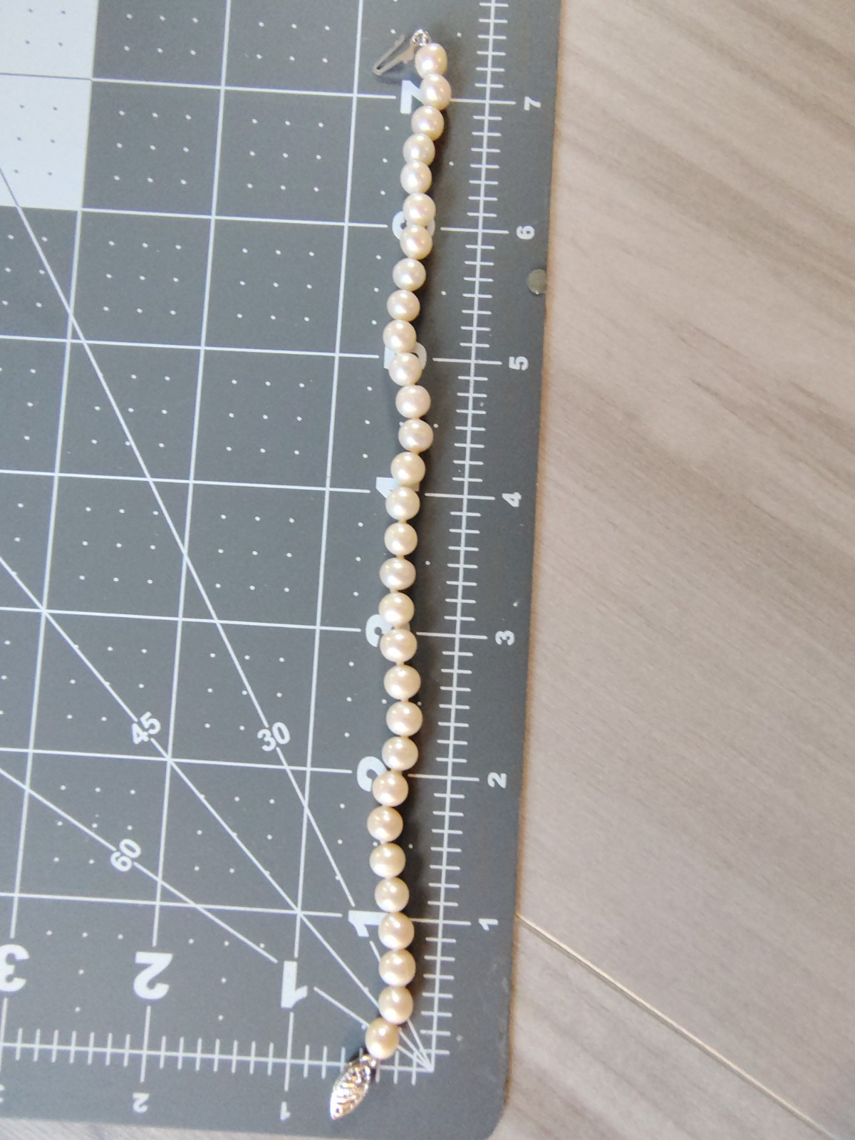 Vintage 14K White Gold Cultured Pearl Strand Bracelet 7″ Hand Knotted Filigree