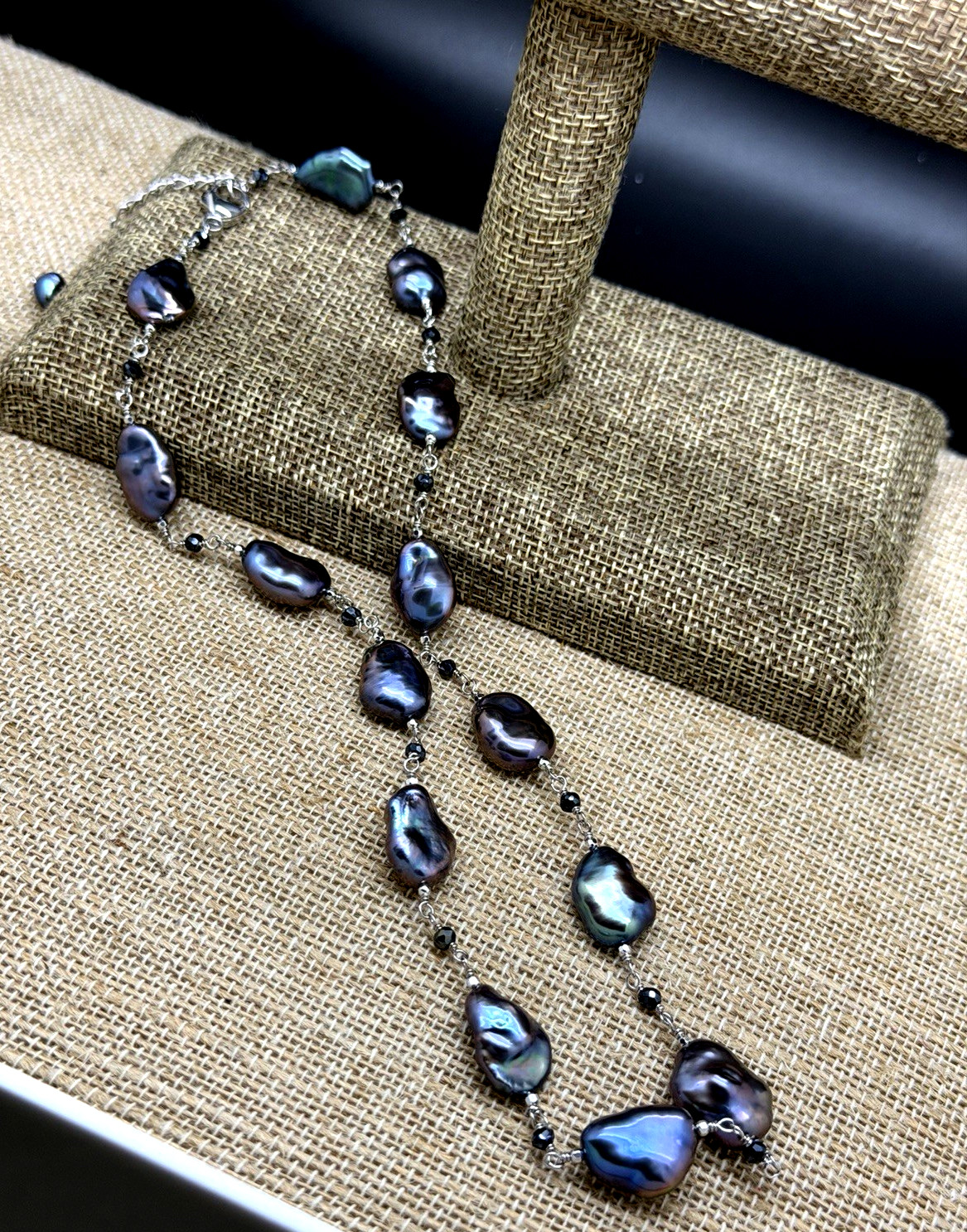 Honora Sterling Silver Purple iridescent Keshi Pearl up to 21″ Necklace new
