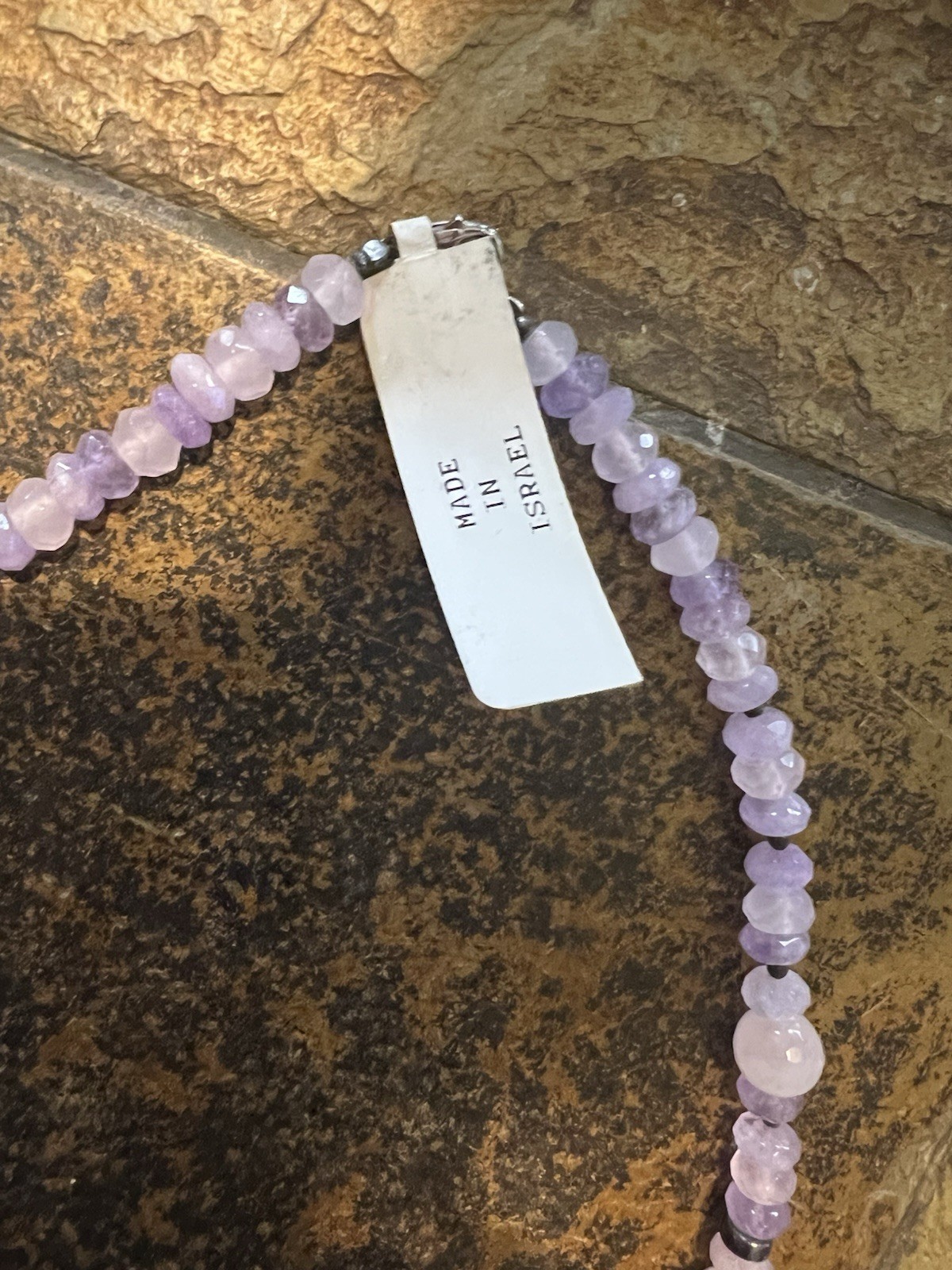 Made In Israel Unbranded Silver ? Amyethist ? Beads Necklace NWT
