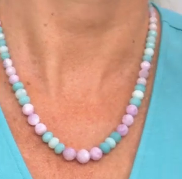 Jay King Sterling Silver Kunzite and Quartzite Bead Necklace 18″L New Free Ship