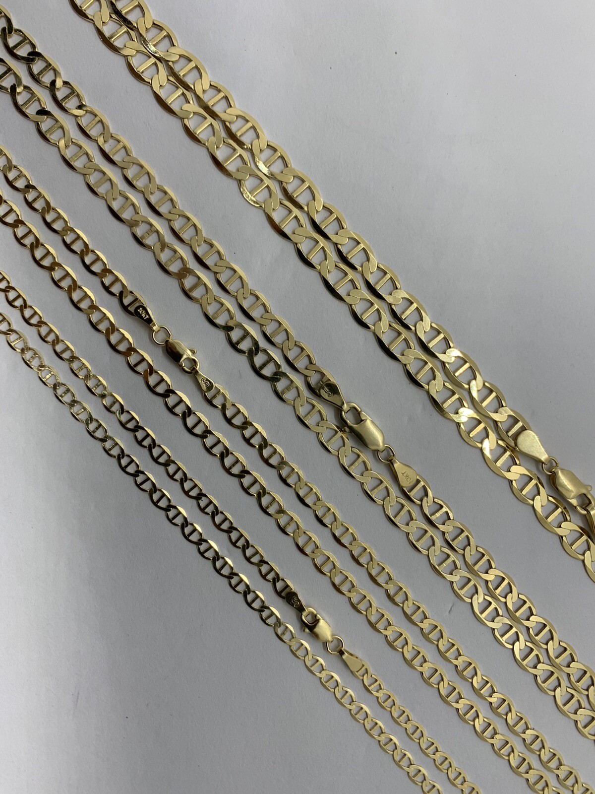 10K Solid Yellow Gold Anchor/Mariner Link Chains Necklace Men’s/Women’s 3.2-6mm