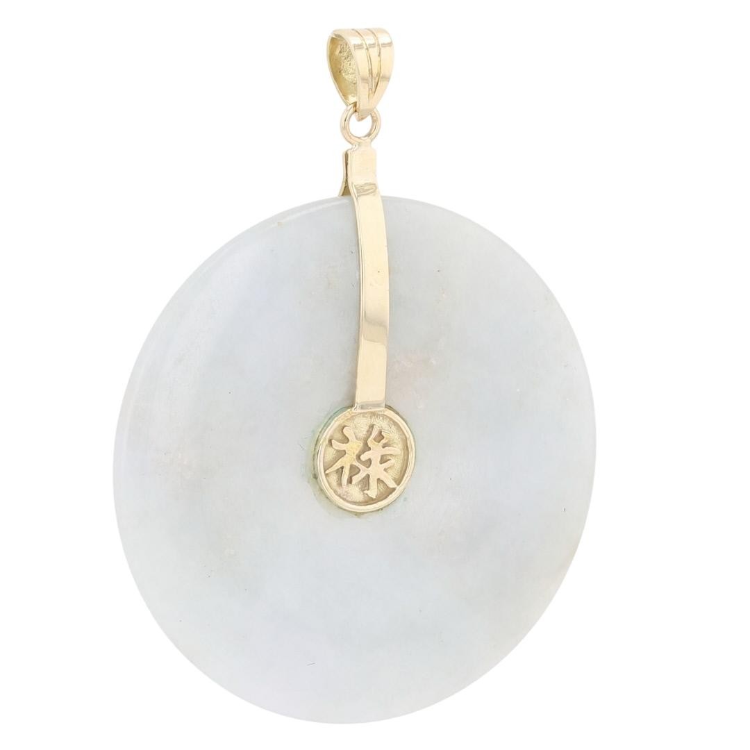 15mm Lucky Nephrite Jade Donut Pendant without Chain 14k Yellow Gold 12.06 Grams