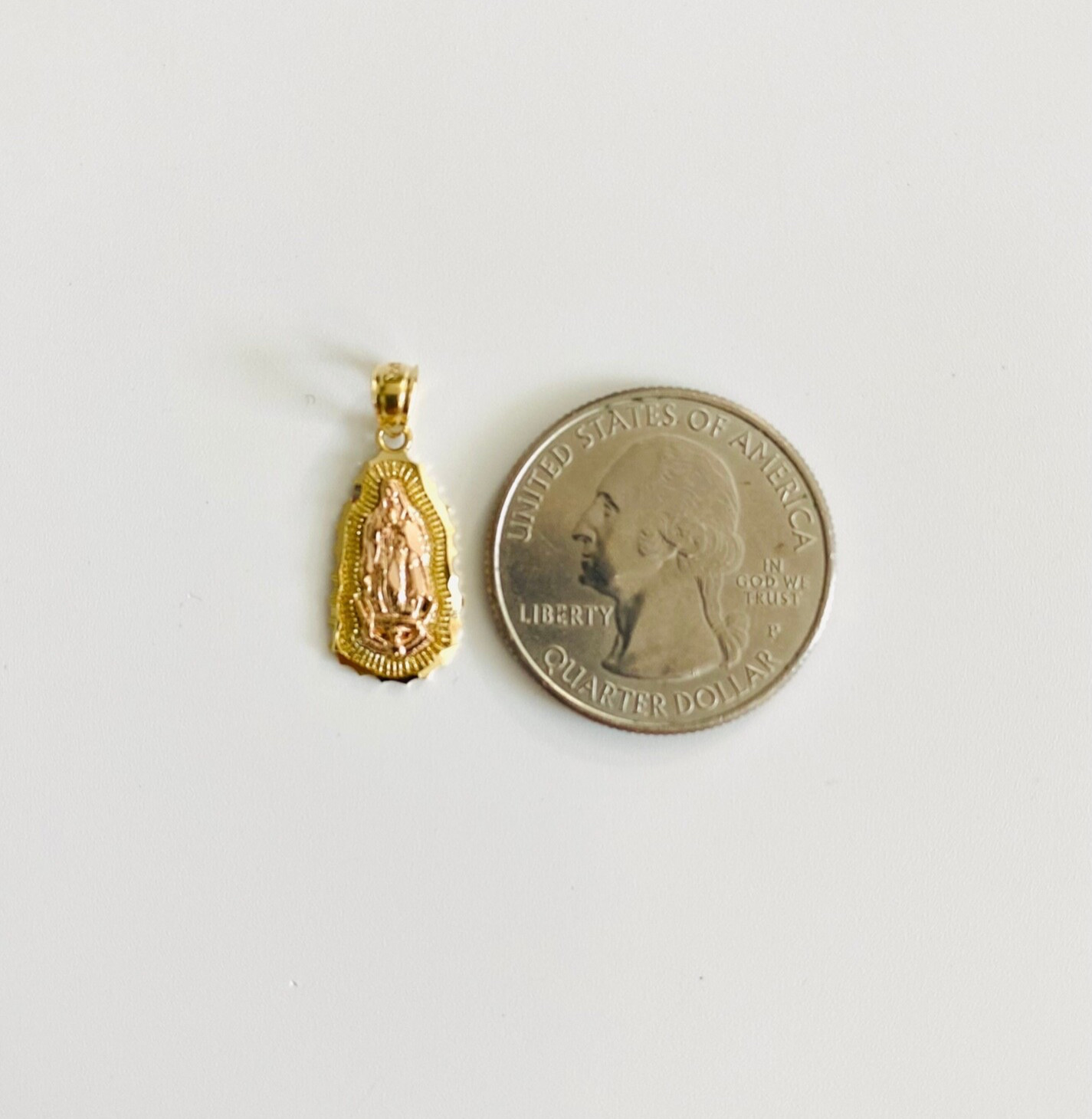14K Solid Gold Virgin Guadalupe 22mm/0.8″ Pendant, 14k Gold Virgin Mary- PT1084