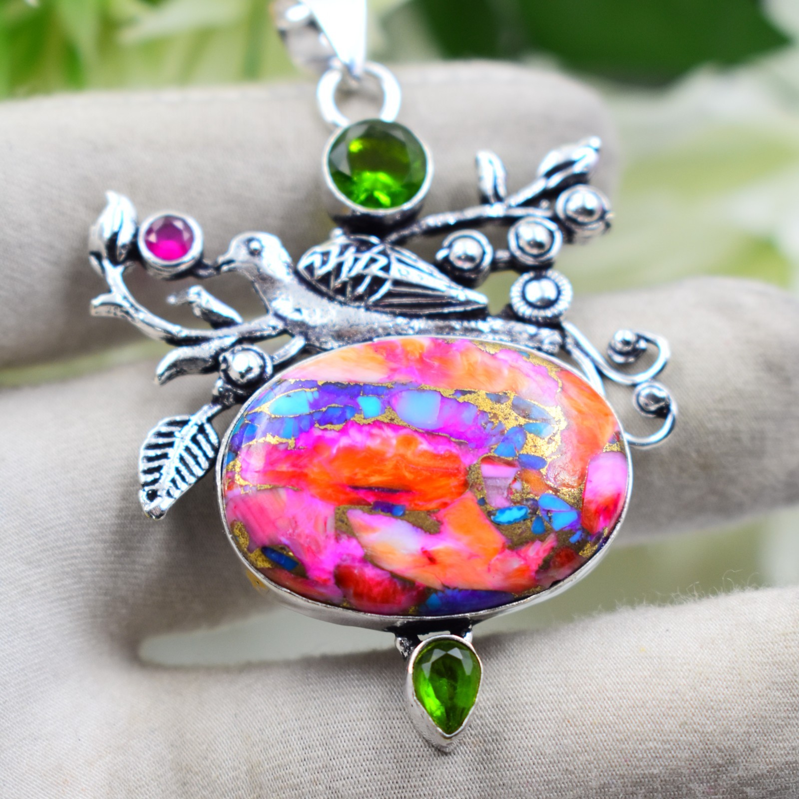 Oyster Turquoise Gemstone Handmade 925 Sterling Silver Jewelry Pendant Sz-2.25″