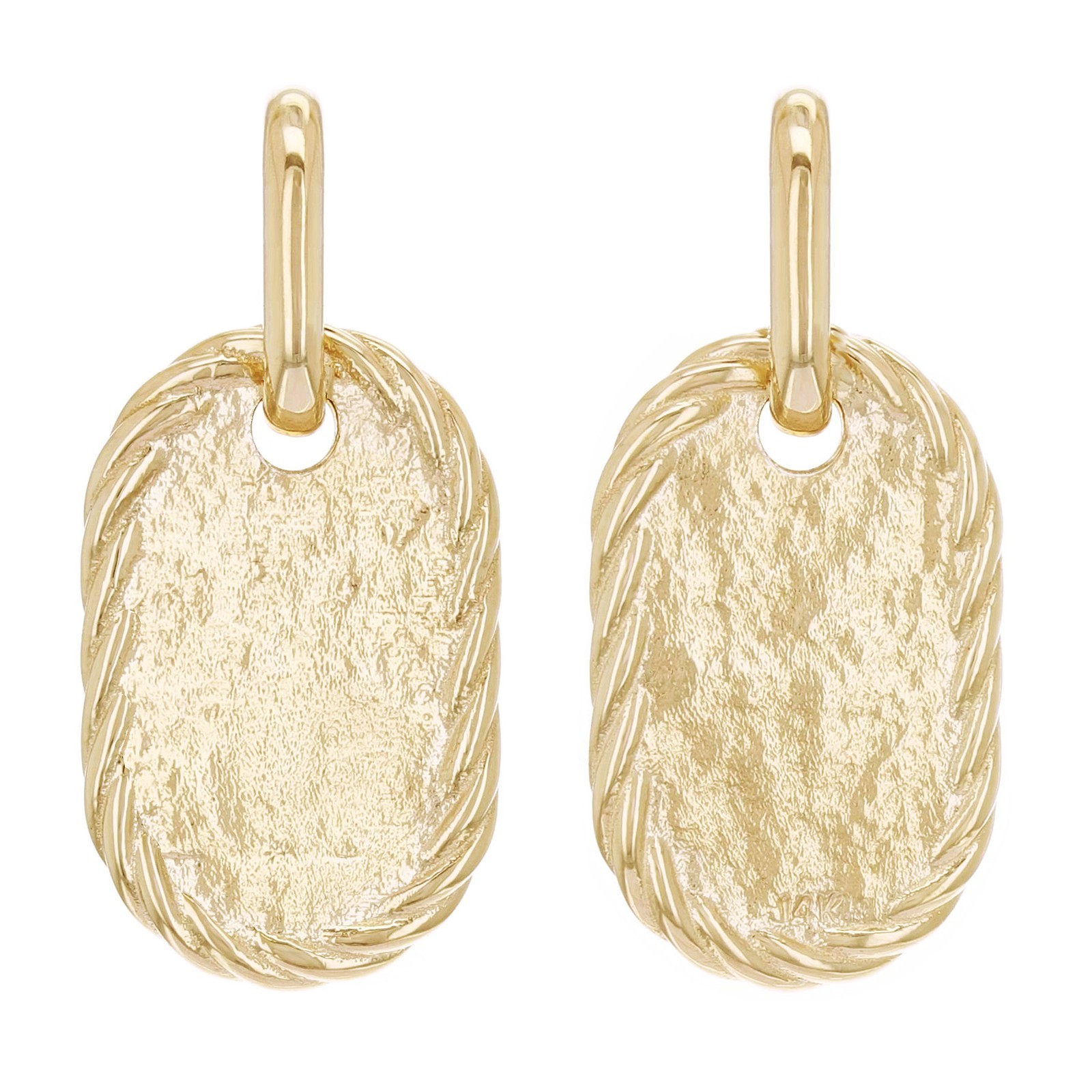10k Yellow Gold Solid Hammered Finish Dog Tag Charm Pendant 1″ 3.3 grams