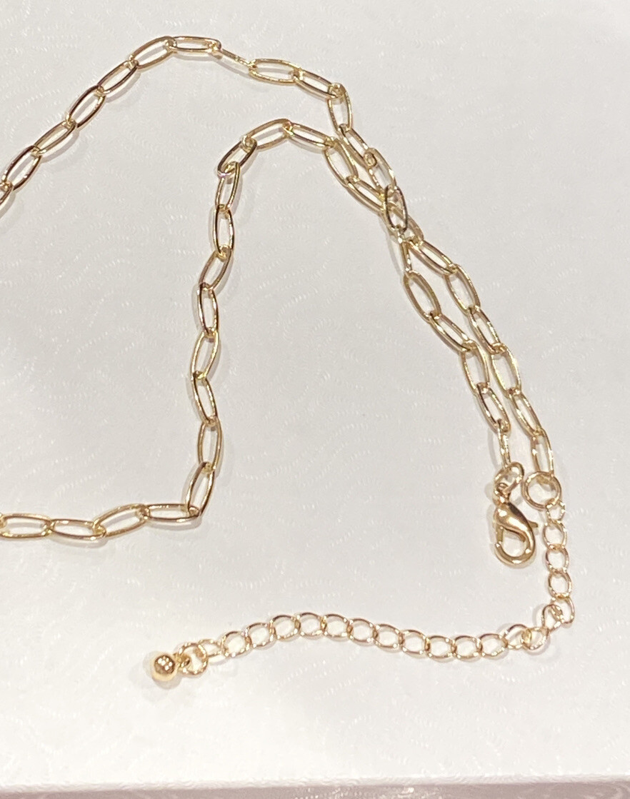 PANACEA 14K Gold Plated Paper Clip Chain Luxe Initial Necklace Letter E