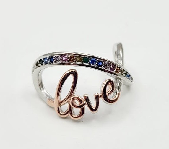 925 Sterling Silver Rose Gold Love Infinity Charm Pendant For Bracelet /Necklace