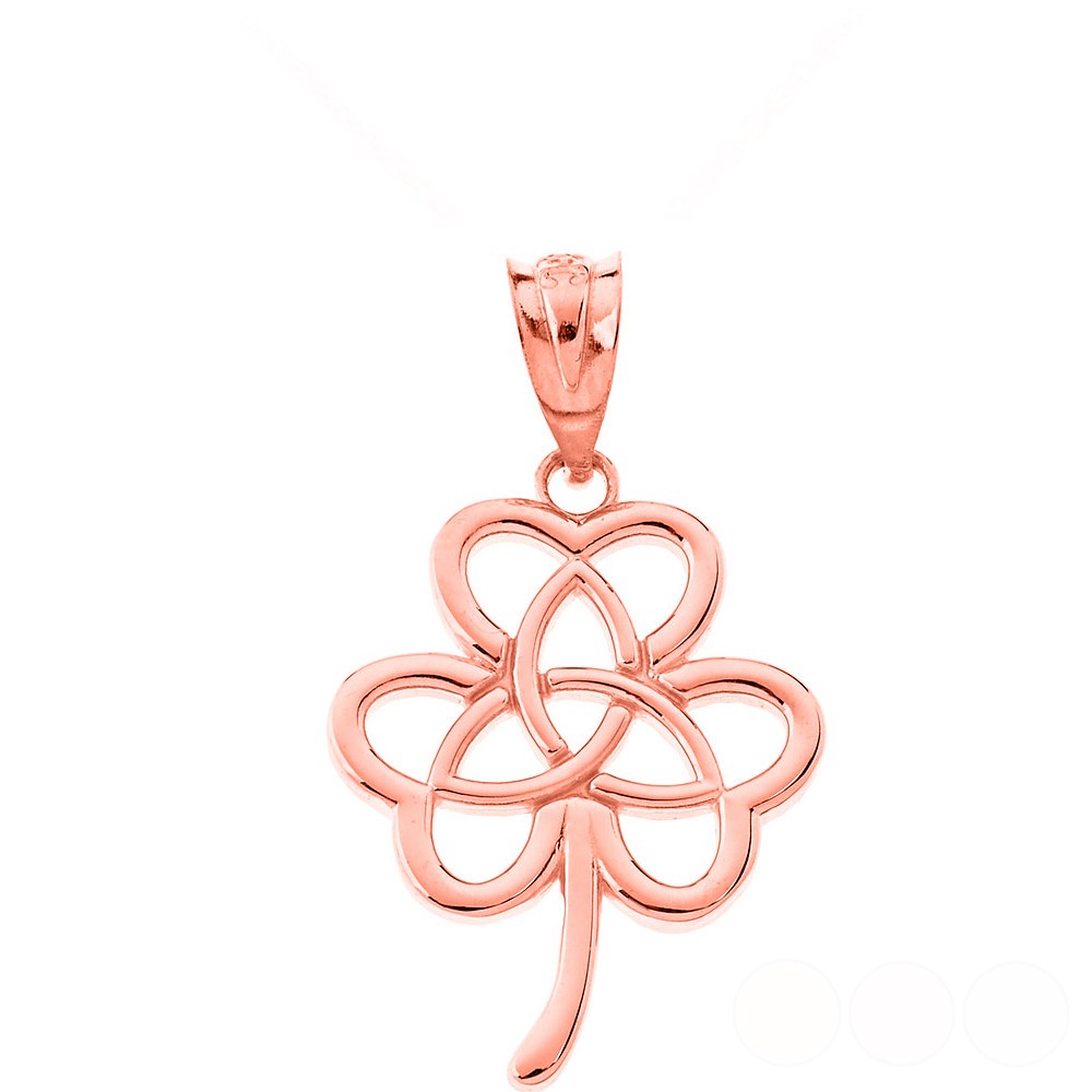 Gold Irish 3 Leaf Clover Celtic Triquetra Trinity Knot ( Yellow/Rose/White Gold)