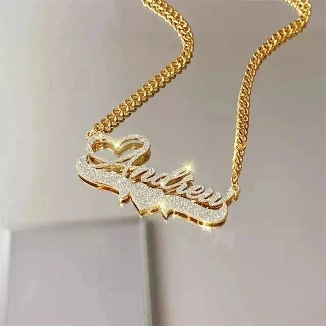 Real Moissanite 2.Ct Round Cut Custom Name Letter Pendant 14K Yellow Gold Plated