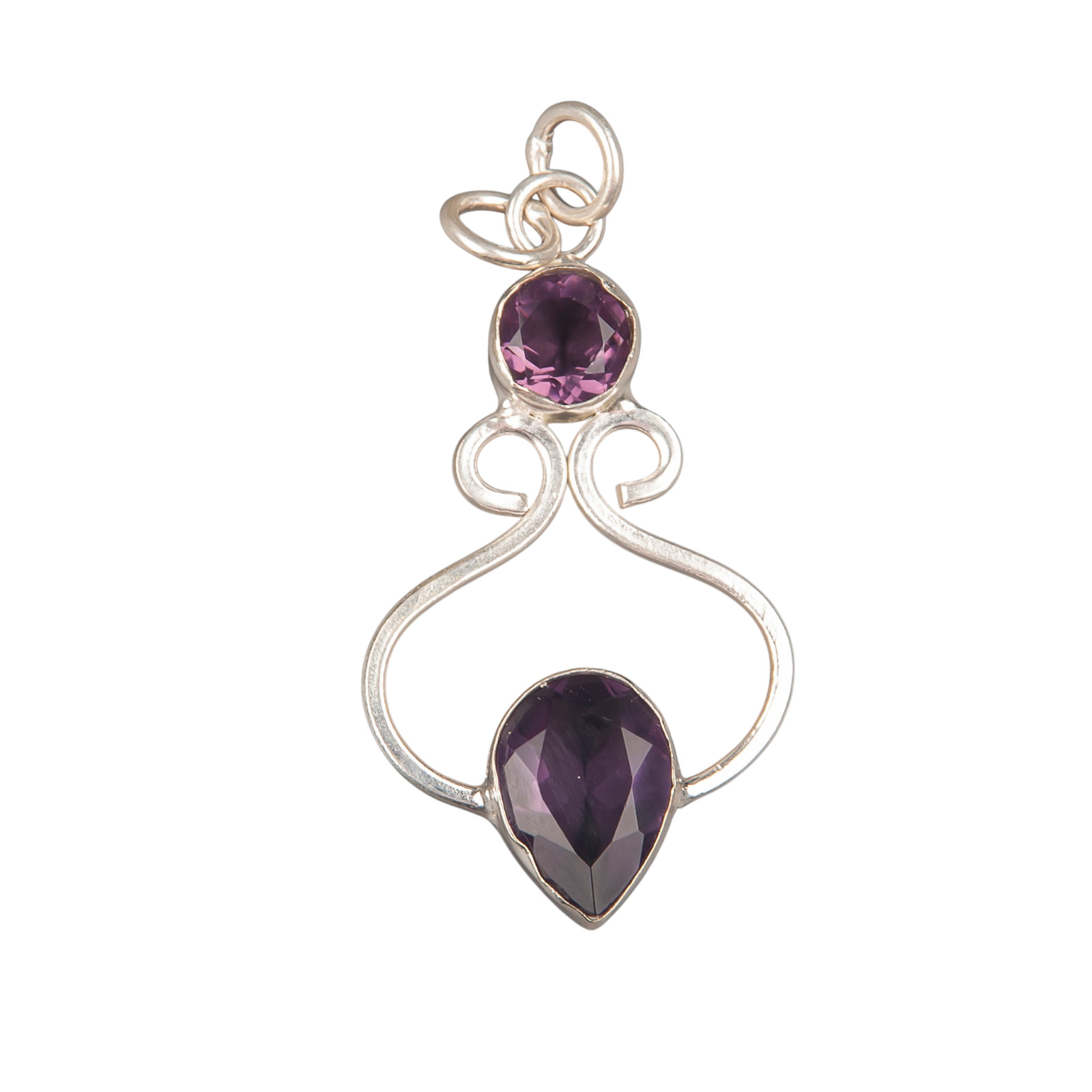 Amethyst Gemstone 925 Sterling Silver Necklace Pendent 1.60″ Gift For Women