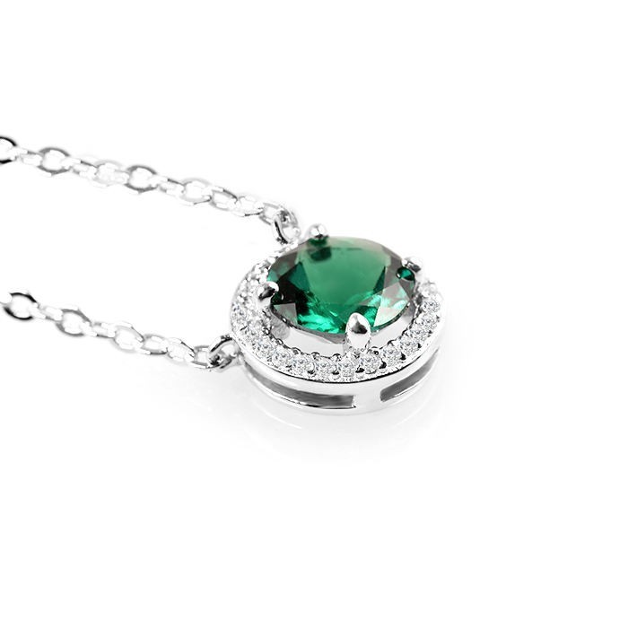 4CT Green Round cut Shaped Moissanite Pendant 14K white Gold Plated free chain