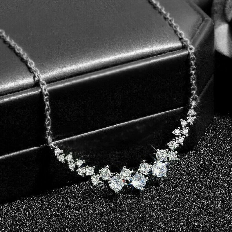 2Ct Round Lab Created Diamond Women’s Beautiful Necklace 14K White Gold Plated
