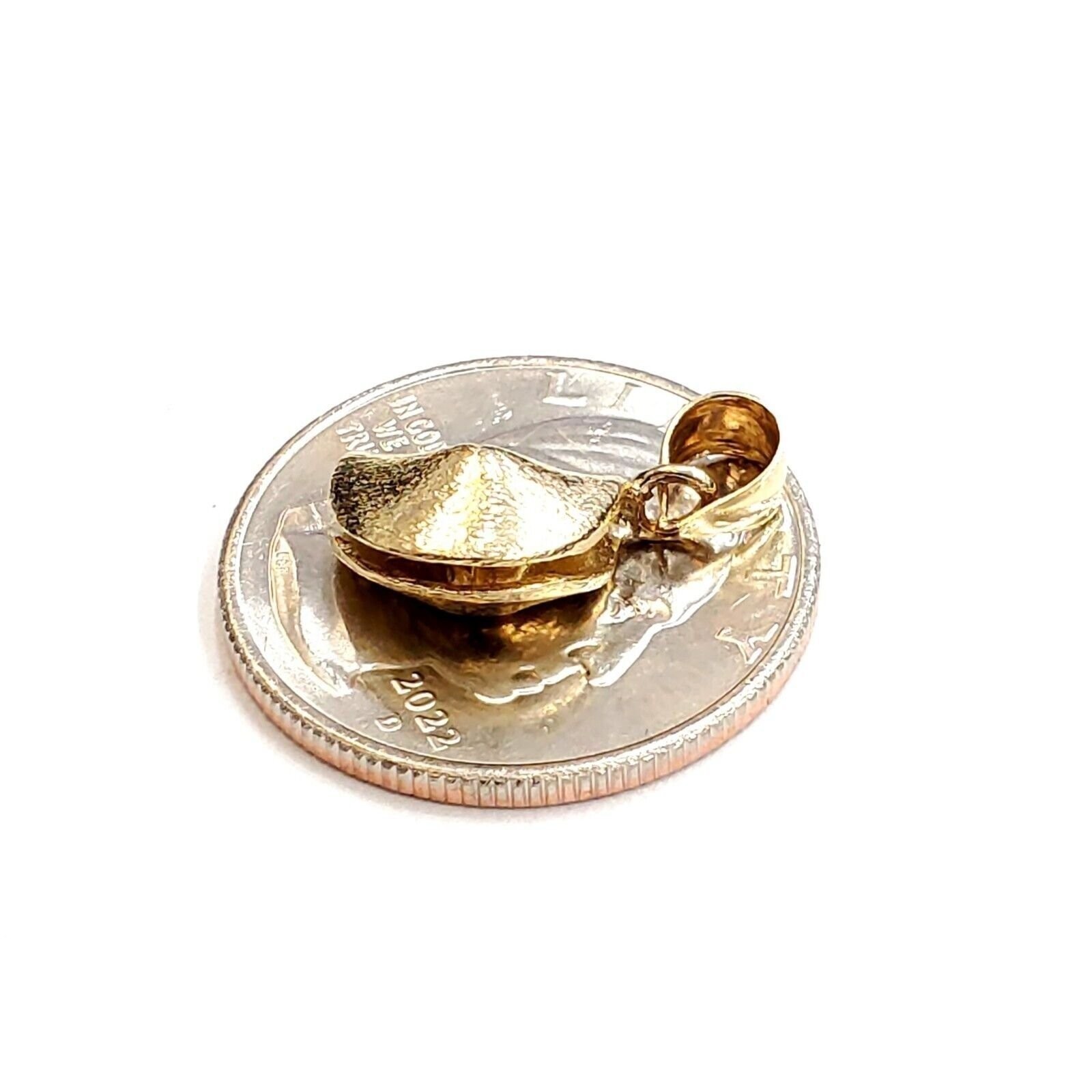 14k yellow gold Fortune cookie pendant lucky charm gift for her fine jewelry 2g