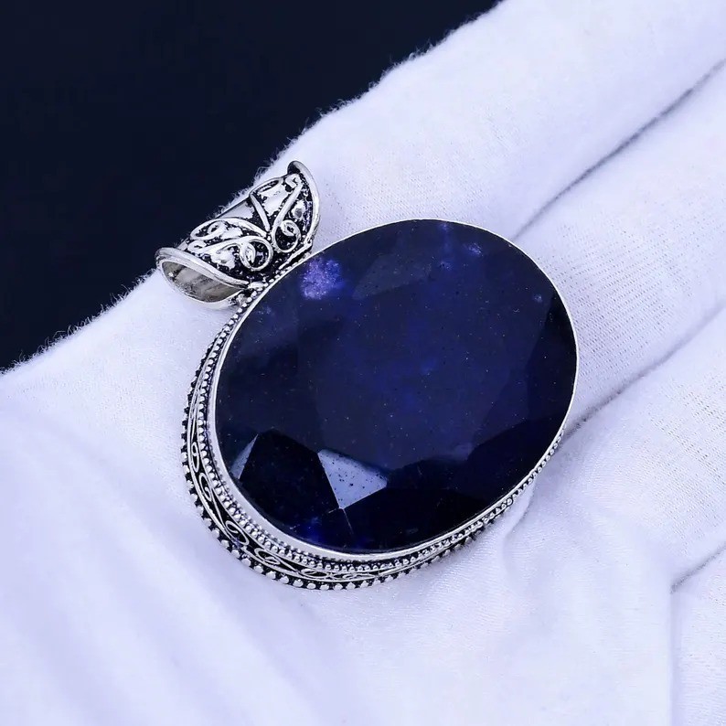 Handmade Tanzanite Pendant: 925 Sterling Silver Bohemian Jewelry