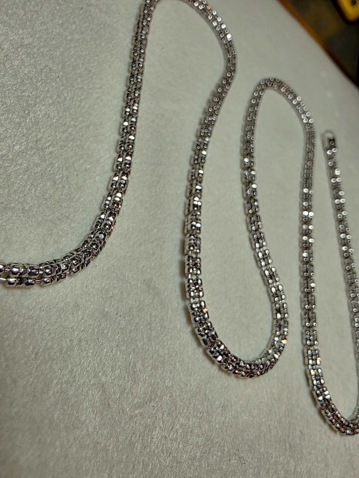 24″ 3.2mm Ice Barrel 3-Line Diamond Cut w/Rhodium Finish 925 Sterling Silver