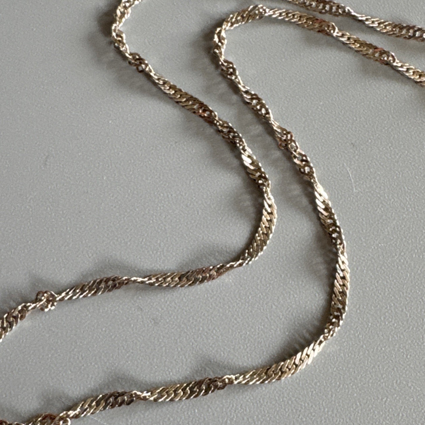 ITALY Sterling Silver 925 Twisted Curb Singapore Chain Necklace – 2mm Wide – 18”