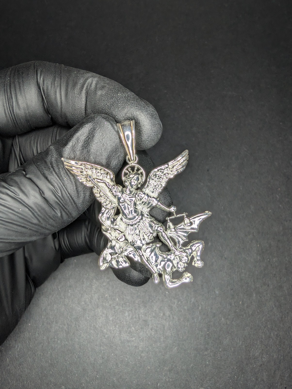 Solid 925 Sterling Silver St. Michael Pendant