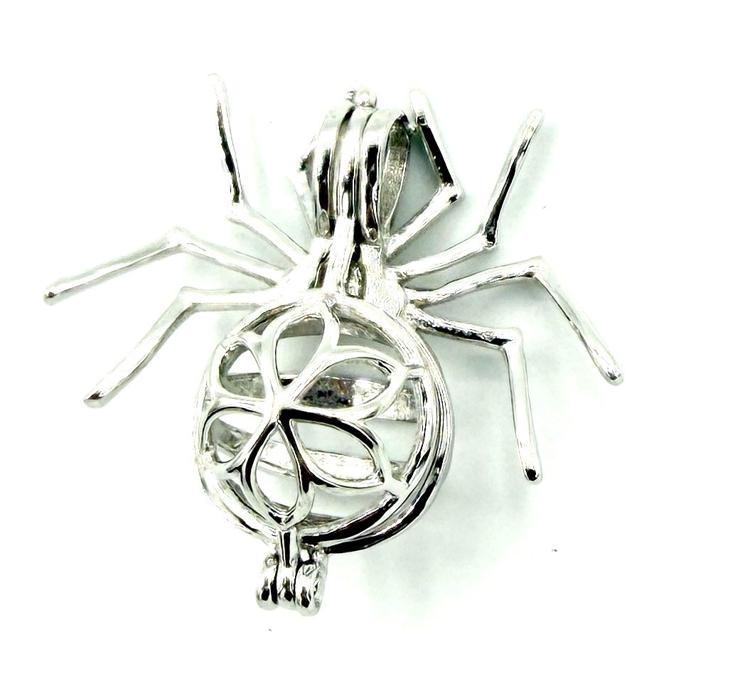 Sterling Silver Pearl Cage Pendant for Necklace Bracelet Nature Animals Insects
