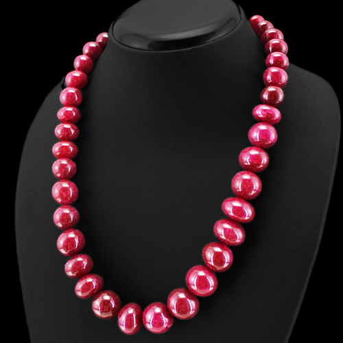 BUYERS MOST DEMANDED 716.00 CTS EARTH MINED RUBY ROUND BEADS NECKLACE STRAND
