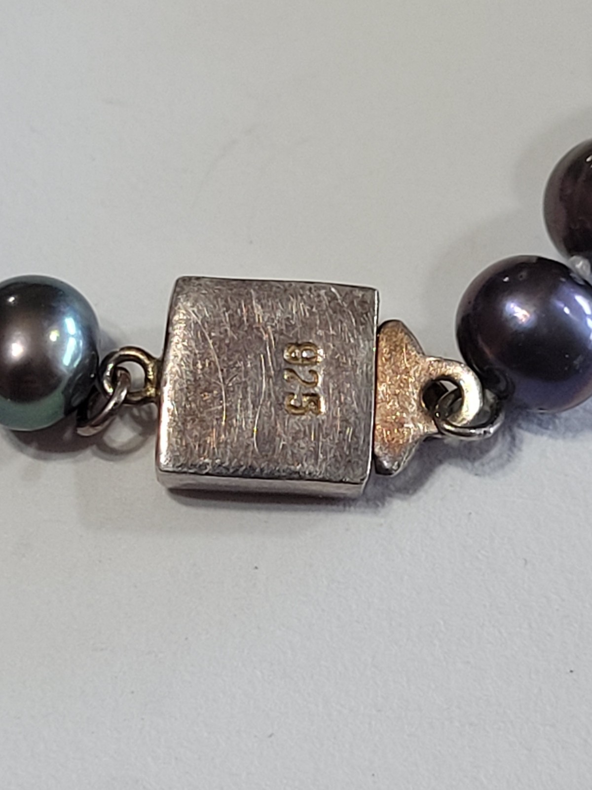 Black Freshwater Pearl Necklace 16″ 925 Silver Filigree Clasp Fine Fashion