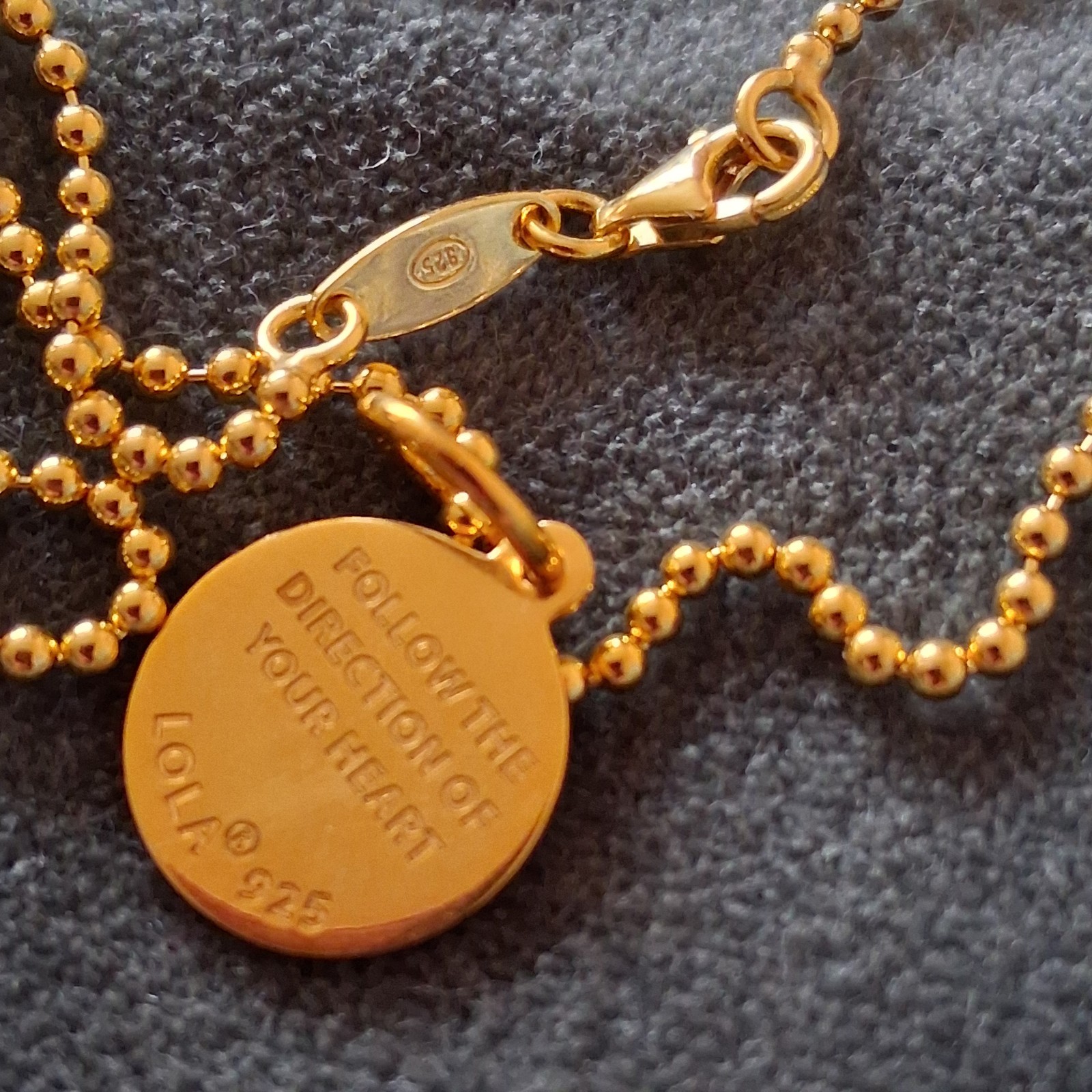 LOLA Necklace: Sterling Silver Gold Vermeil Compass Pendant 16″ 2mm Ball Chain