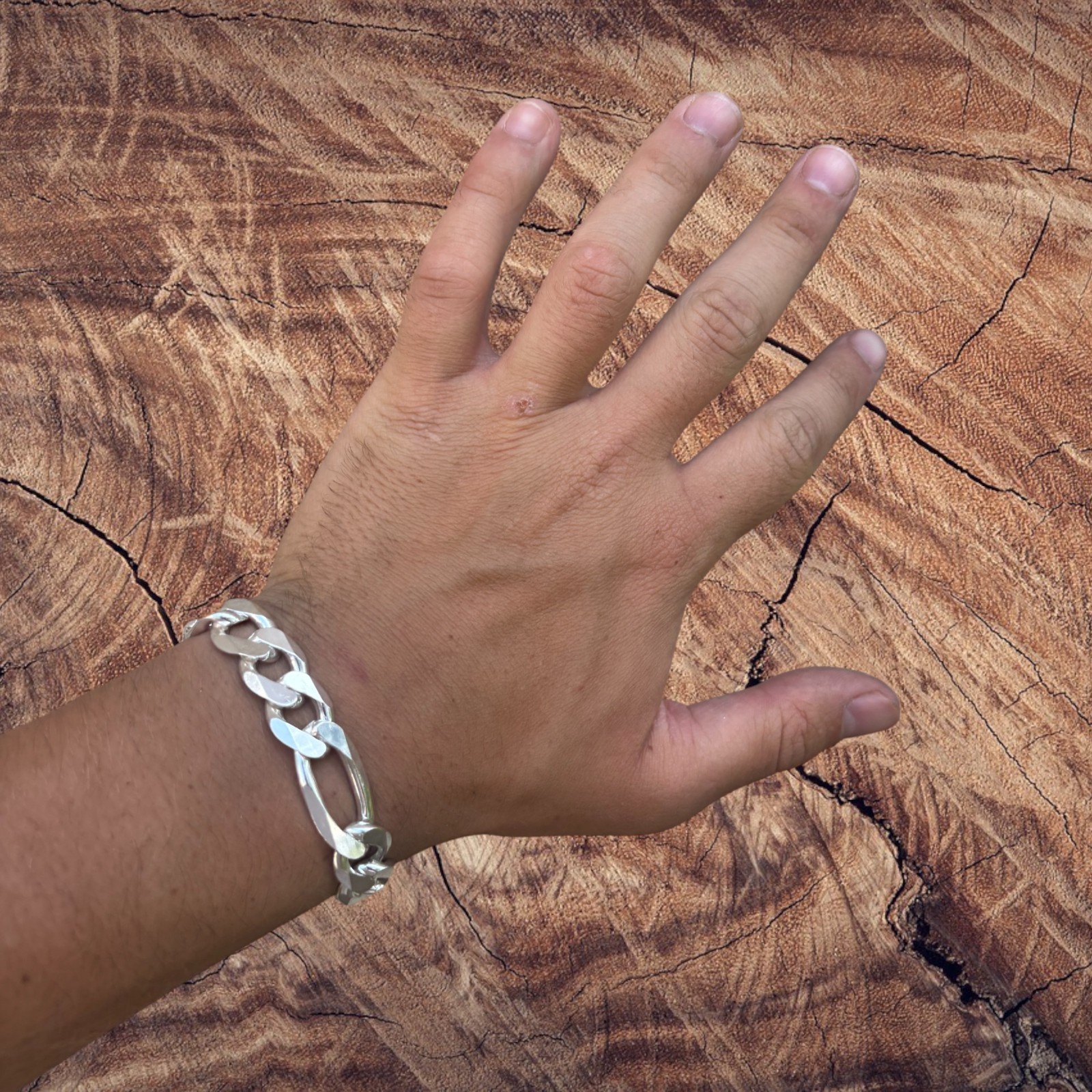 13mm Figaro Bracelet – 925 Sterling Silver or 14k Gold Vermeil Made in Italy