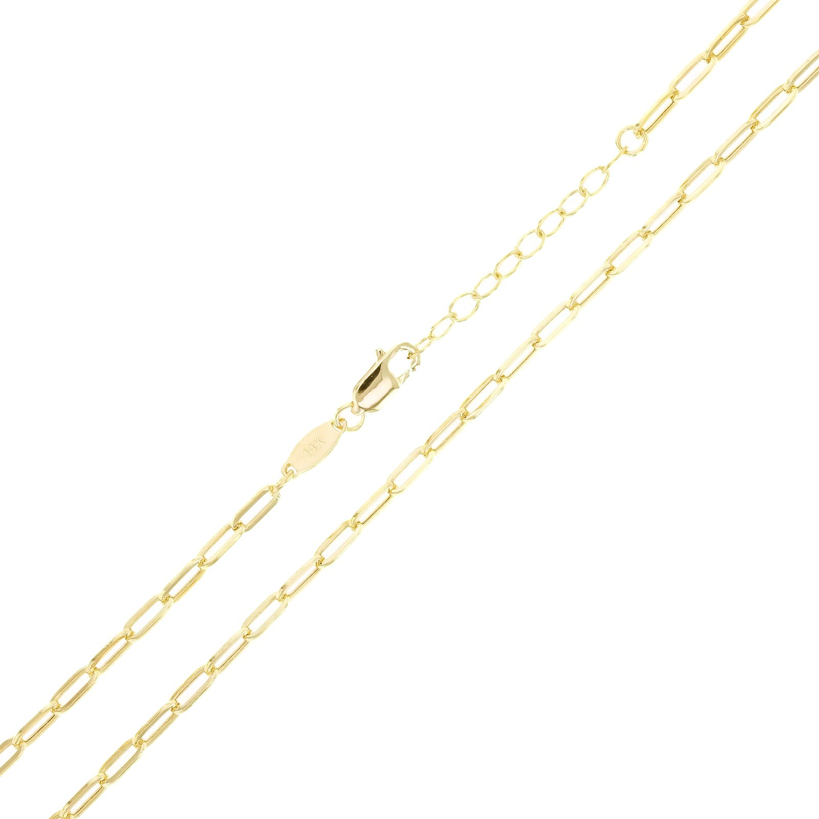 Italian 14k Yellow Gold Paper Clip Link Chain Necklace 18″ 2.3mm 2.2 grams