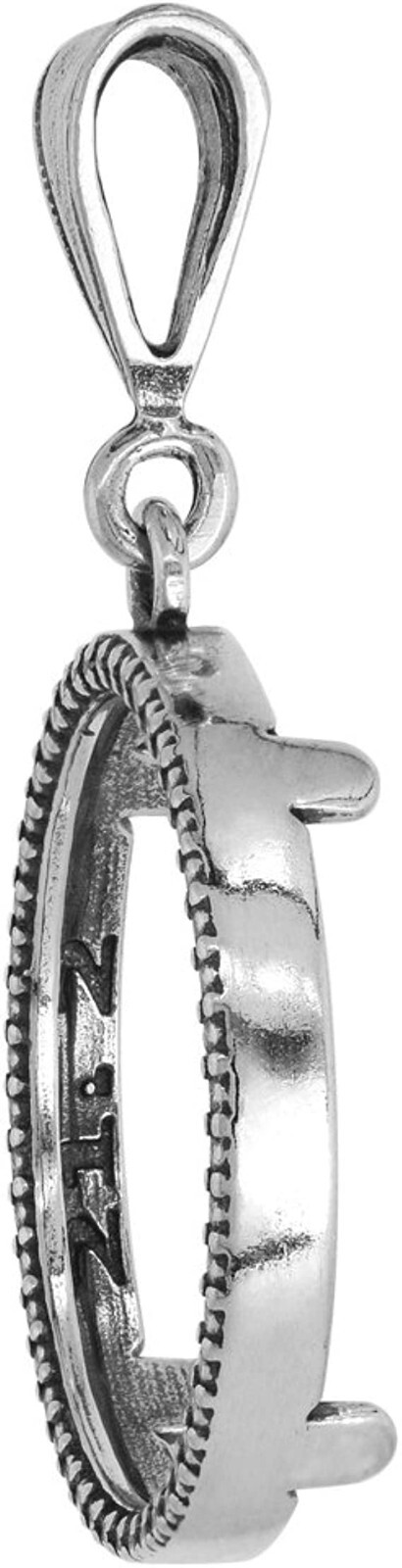 Sterling Silver Nickel Bezel 22 mm 5 Cents Coins Prong Back Illusion Edge