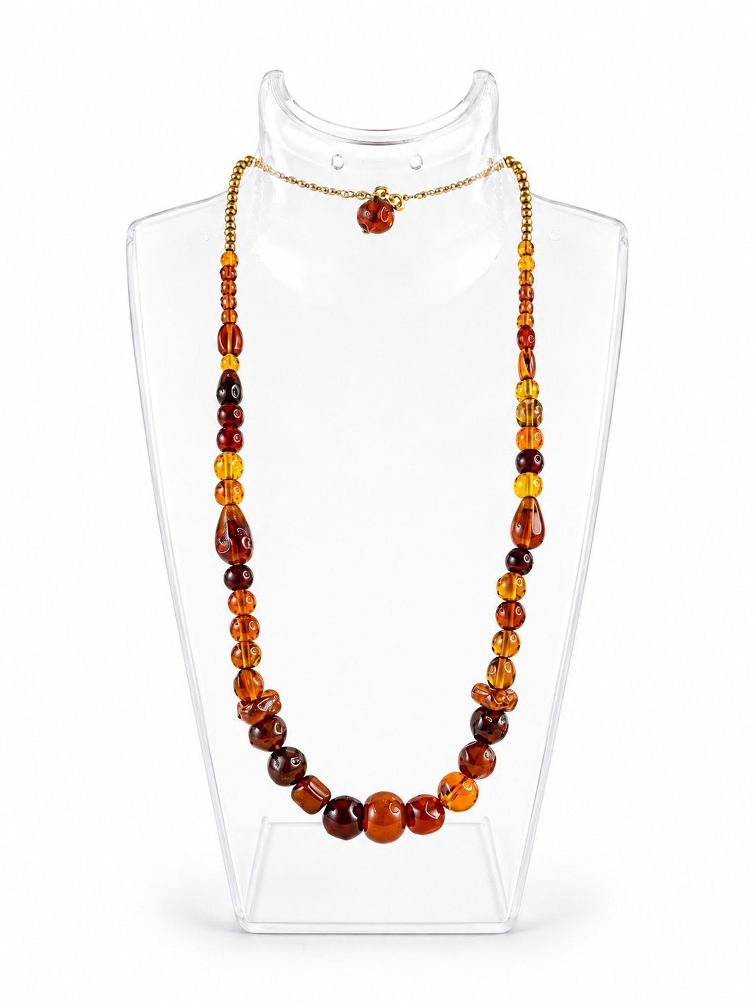 Boho Necklace Featuring Brown Glass Beads in Various Shapes – Folden Handmade