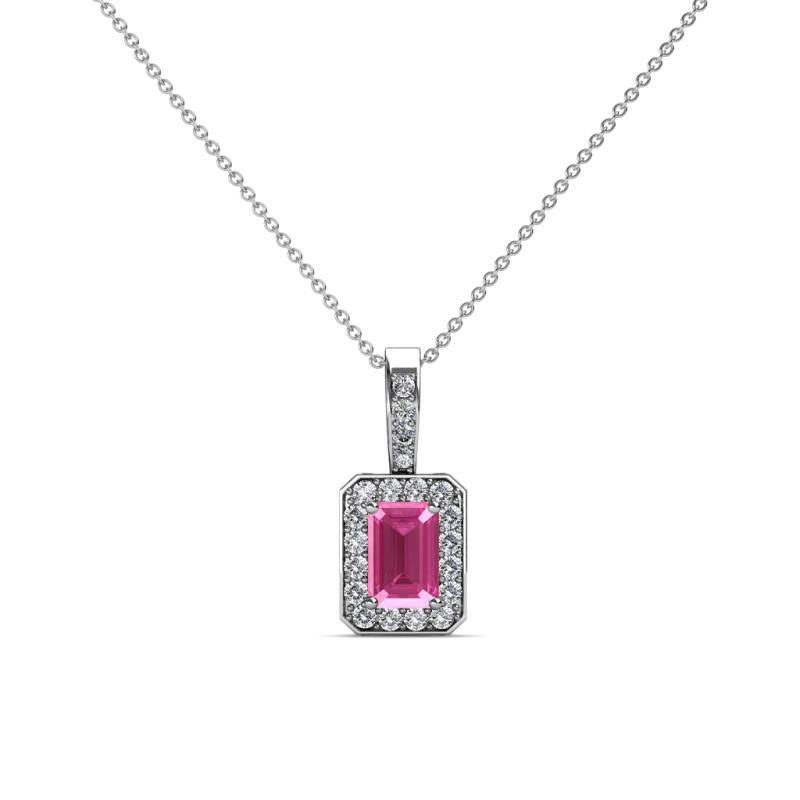 Pink Sapphire and Diamond Halo Pendant 0.78 ctw in 14K Gold JP:80626