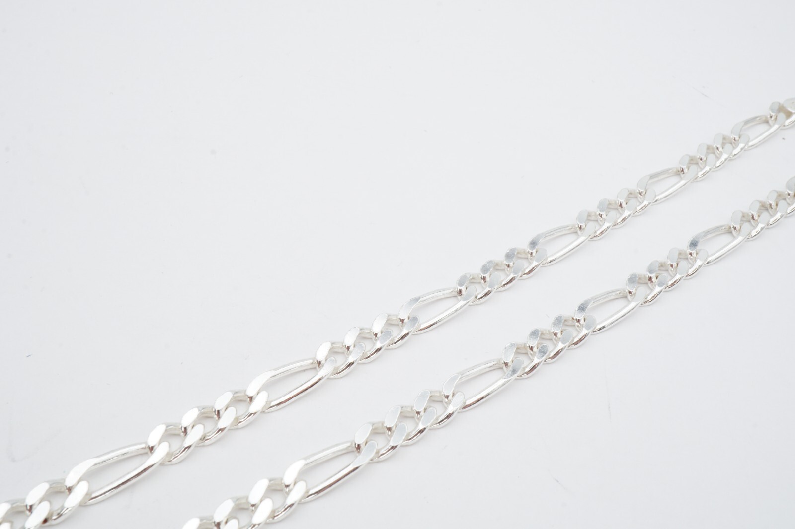 Sterling Silver 925 Figaro Necklace Chain 17.75″ Italy 5.5mm